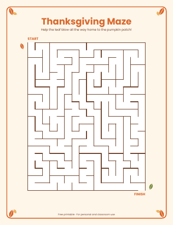 Preview of the first page of Thanksgiving Maze for Kids